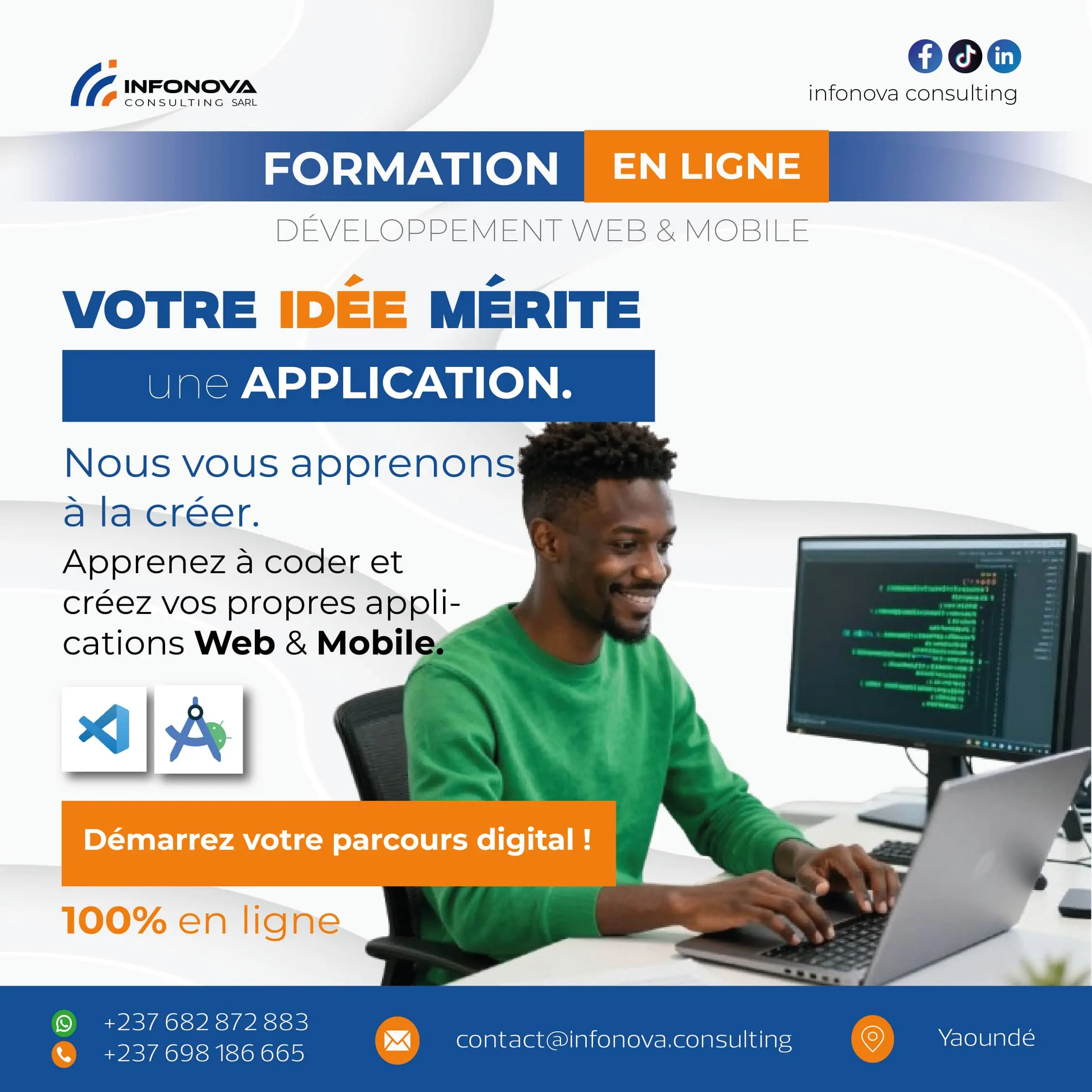 Formation en ligne — Développement Web et Mobile | Créez vos Applications au Cameroun